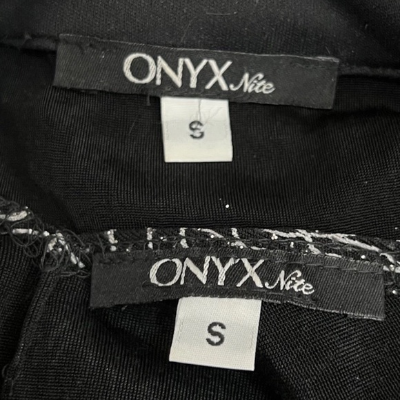ONYX NITE 2 PIECE SPARKLY BLACK & WHITE TOP & JACKET SET SIZE S - Picture 5 of 5